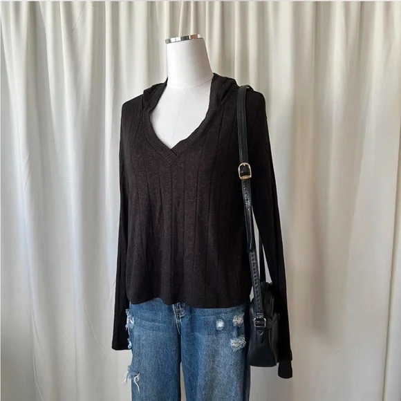 Athleta Harmony Pose Ribbed Hoodie In Brown Women's small. - Picture 5 of 8